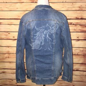 LuLaRoe Jaxon 2X Denim Jacket- Unicorn!